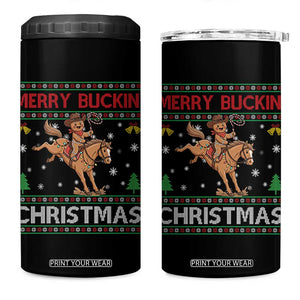 Funny Gingerbread Man Horse Rider 4 in 1 Can Cooler Tumbler Merry Buckin Christmas Gift TS12 One Size: 16 oz Black Print Your Wear