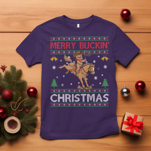 Funny Gingerbread Man Horse Rider T Shirt Merry Buckin Christmas Gift TS12 Purple Print Your Wear