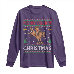 Funny Gingerbread Man Horse Rider Long Sleeve Shirt Merry Buckin Christmas Gift TS12 Purple Print Your Wear