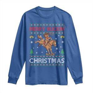 Funny Gingerbread Man Horse Rider Long Sleeve Shirt Merry Buckin Christmas Gift TS12 Royal Blue Print Your Wear