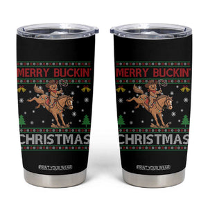 Funny Gingerbread Man Horse Rider Tumbler Cup Merry Buckin Christmas Gift TS12 Black Print Your Wear