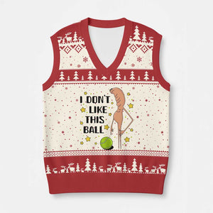 Funny Marcus The Worm Tennis Lover V-Neck Knit Sweater Vest I Do Not Like This Ball TS12 Beige Red Print Your Wear