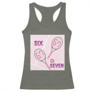 Funny Six Seven Tennis Meme Racerback Tank Top Valentine For Women TS12 Military Green Print Your Wear