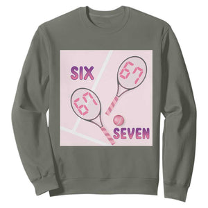Funny Six Seven Tennis Meme Sweatshirt Valentine For Women TS12 Military Green Print Your Wear