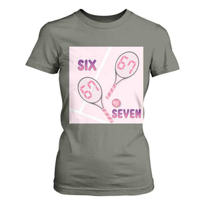 Funny Six Seven Tennis Meme T Shirt For Women Valentine For Women TS12 Military Green Print Your Wear