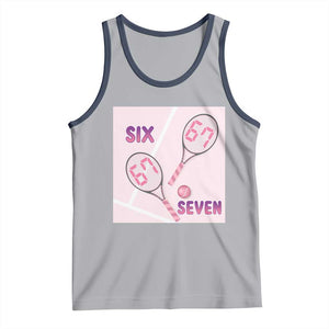 Funny Six Seven Tennis Meme Tank Top Valentine For Women TS12 Athletic Heather Navy Print Your Wear