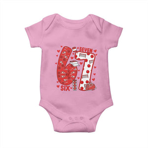 Six Seven Tennis Meme Baby Onesie Funny Gen Alpha Valentine TS12 Light Pink Print Your Wear