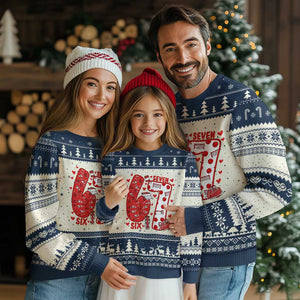 Six Seven Tennis Meme Ugly Christmas Sweater Funny Gen Alpha Valentine TS12 Beige Navy Print Your Wear