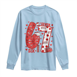 Six Seven Tennis Meme Long Sleeve Shirt Funny Gen Alpha Valentine TS12 Light Blue Print Your Wear