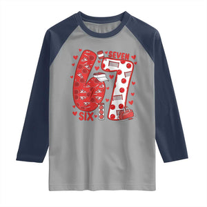 Six Seven Tennis Meme Raglan Shirt Funny Gen Alpha Valentine TS12 Sport Gray Navy Print Your Wear