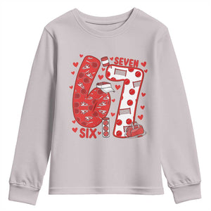 Six Seven Tennis Meme Youth Sweatshirt Funny Gen Alpha Valentine TS12 Ice Gray Print Your Wear