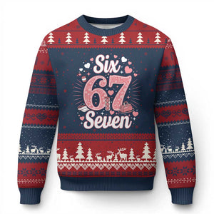 Funny Six Seven Tennis Meme Ugly Christmas Sweater Gen Z Valentine TS12 Navy Red Print Your Wear