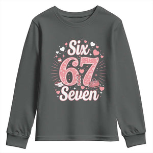 Funny Six Seven Tennis Meme Youth Sweatshirt Gen Z Valentine TS12 Dark Heather Print Your Wear