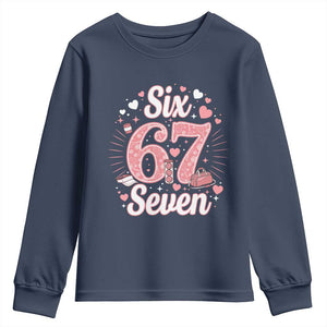 Funny Six Seven Tennis Meme Youth Sweatshirt Gen Z Valentine TS12 Navy Print Your Wear