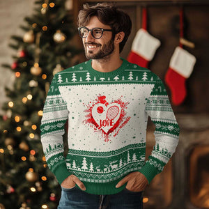 Love Means Nothing To A Tennis Player Ugly Christmas Sweater Valentines Day Gift TS12 Beige Green Print Your Wear