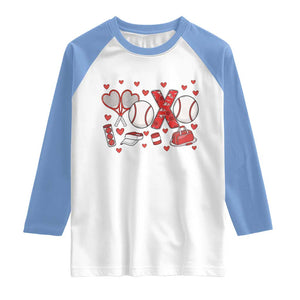 Cute XOXO Tennis Player Raglan Shirt Valentines Tennis Gift TS12 White Carolina Blue Print Your Wear