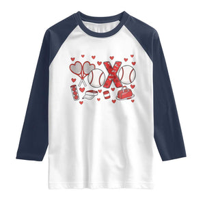 Cute XOXO Tennis Player Raglan Shirt Valentines Tennis Gift TS12 White Navy Print Your Wear