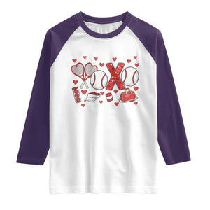 Cute XOXO Tennis Player Raglan Shirt Valentines Tennis Gift TS12 White Purple Print Your Wear