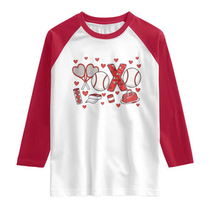 Cute XOXO Tennis Player Raglan Shirt Valentines Tennis Gift TS12 White Red Print Your Wear