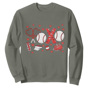 Cute XOXO Tennis Player Sweatshirt Valentines Tennis Gift TS12 Military Green Print Your Wear