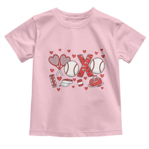 Cute XOXO Tennis Player Toddler T Shirt Valentines Tennis Gift TS12 Light Pink Print Your Wear