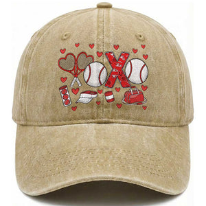 Cute XOXO Tennis Player Washed Cotton Baseball Cap Valentines Tennis Gift TS12 Print Your Wear