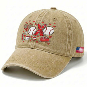 Cute XOXO Tennis Player Washed Cotton Baseball Cap Valentines Tennis Gift TS12 Print Your Wear