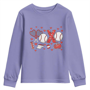 Cute XOXO Tennis Player Youth Sweatshirt Valentines Tennis Gift TS12 Violet Print Your Wear