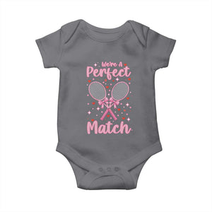 We Are A Perfect Match Baby Onesie Funny Tennis Valentines TS12 Charcoal Print Your Wear
