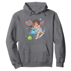 Funny Cupid Tennis Player Hoodie Valentines Day Gift TS12 Charcoal Print Your Wear