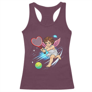Funny Cupid Tennis Player Racerback Tank Top Valentines Day Gift TS12 Maroon Print Your Wear