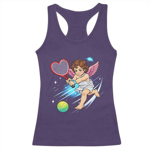 Funny Cupid Tennis Player Racerback Tank Top Valentines Day Gift TS12 Purple Print Your Wear