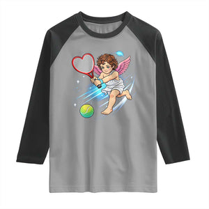 Funny Cupid Tennis Player Raglan Shirt Valentines Day Gift TS12 Sport Gray Black Print Your Wear