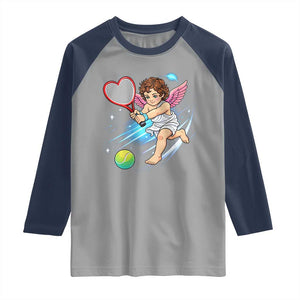 Funny Cupid Tennis Player Raglan Shirt Valentines Day Gift TS12 Sport Gray Navy Print Your Wear