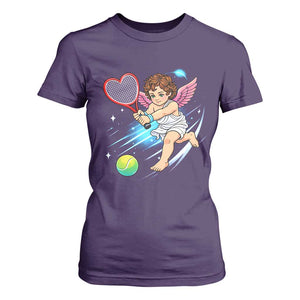 Funny Cupid Tennis Player T Shirt For Women Valentines Day Gift TS12 Purple Print Your Wear
