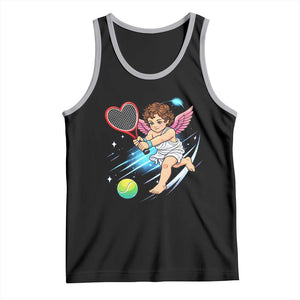 Funny Cupid Tennis Player Tank Top Valentines Day Gift TS12 Black Athletic Heather Print Your Wear