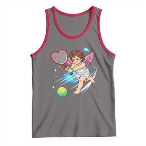 Funny Cupid Tennis Player Tank Top Valentines Day Gift TS12 Deep Heather Red Print Your Wear
