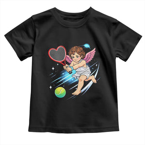 Funny Cupid Tennis Player Toddler T Shirt Valentines Day Gift TS12 Black Print Your Wear