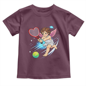 Funny Cupid Tennis Player Toddler T Shirt Valentines Day Gift TS12 Maroon Print Your Wear