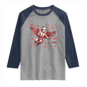 Cute Cupid Tennis Angel Raglan Shirt Valentines Day Gift TS12 Sport Gray Navy Print Your Wear