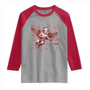 Cute Cupid Tennis Angel Raglan Shirt Valentines Day Gift TS12 Sport Gray Red Print Your Wear