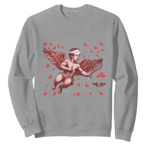 Cute Cupid Tennis Angel Sweatshirt Valentines Day Gift TS12 Sport Gray Print Your Wear
