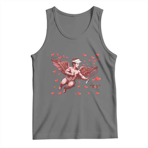 Cute Cupid Tennis Angel Tank Top Valentines Day Gift TS12 Black Heather Print Your Wear