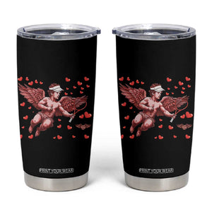 Cute Cupid Tennis Angel Tumbler Cup Valentines Day Gift TS12 Black Print Your Wear