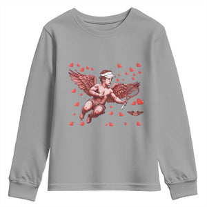 Cute Cupid Tennis Angel Youth Sweatshirt Valentines Day Gift TS12 Sport Gray Print Your Wear
