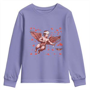 Cute Cupid Tennis Angel Youth Sweatshirt Valentines Day Gift TS12 Violet Print Your Wear