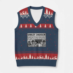 Shirley Chisholm Quote V-Neck Knit Sweater Vest Women Must Become Revolutionary TS12 Navy Red Print Your Wear