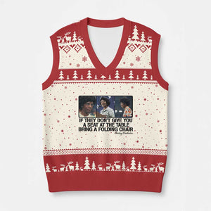 Shirley Chisholm Seat At The Table Quote V-Neck Knit Sweater Vest Strong Black Women Pride TS12 Beige Red Print Your Wear