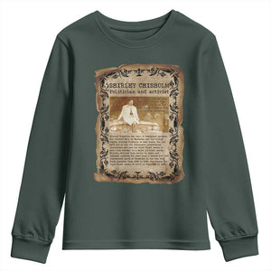 Vintage Newspaper Shirley Chisholm Youth Sweatshirt Black History Month Gift TS12 Dark Forest Green Print Your Wear