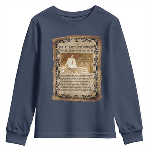 Vintage Newspaper Shirley Chisholm Youth Sweatshirt Black History Month Gift TS12 Navy Print Your Wear